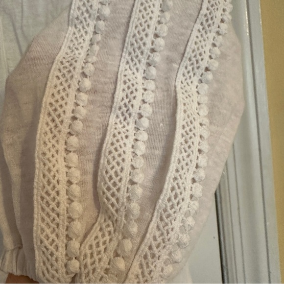 Chico’s Linen 3/4 button down collared crochet lace detail women size 3 - Picture 5 of 11